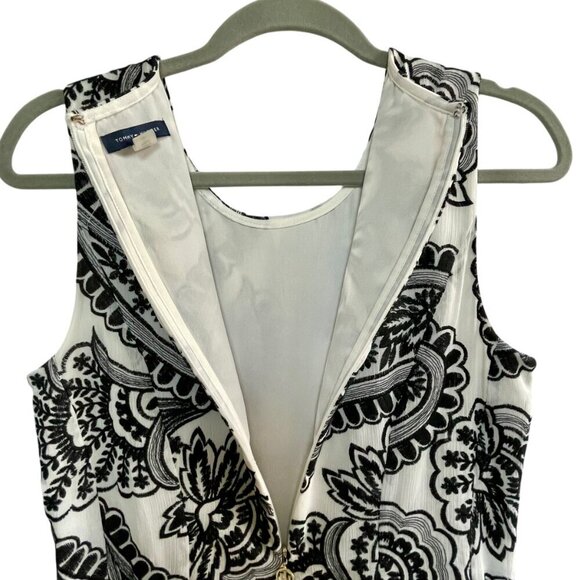 Tommy Hilfiger Embroidered Fit & Flare Midi Dress 10 | Black White A-Line Lined - Picture 11 of 16